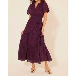 NEW BILA77 kelsie tiered midi dress in eggplant